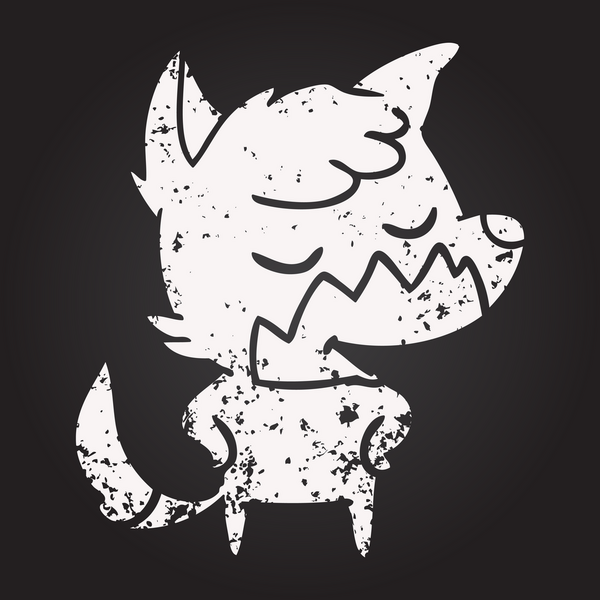 Bir insan tarafından çizilmiş kara tahta dostu çizgi film tilkisi.