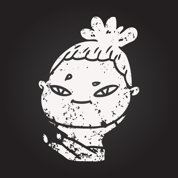 Bir insan tarafından çizilmiş kara tahta tebeşir karikatür kadın.