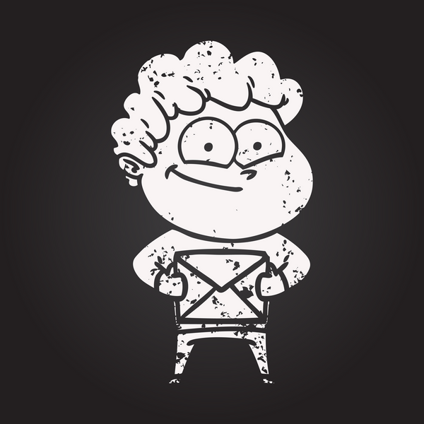 Karatahta tebeşir çizgi filmi bir insan tarafından çizilmiş mutlu adam