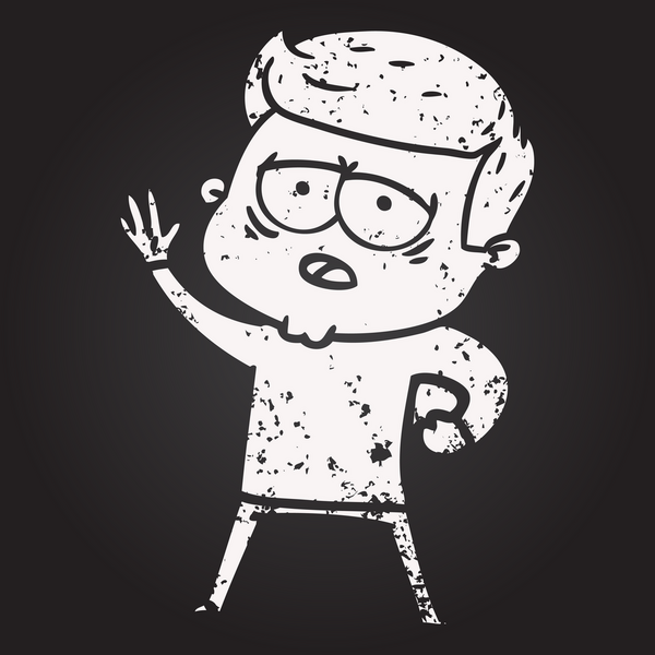 Karatahta tebeşiri bir insan tarafından çizilmiş yorgun bir adam.