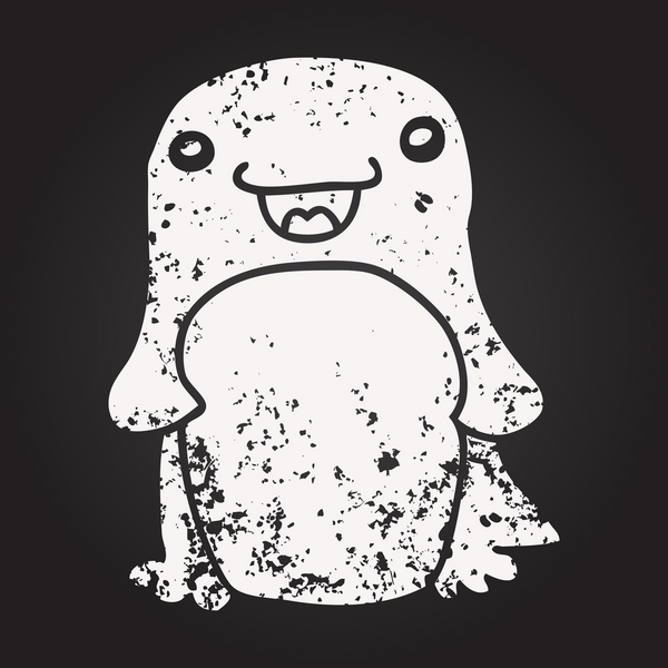 Bir insan tarafından çizilmiş karatahta penguen karikatürü.