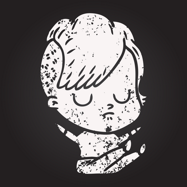 Bir insan tarafından çizilmiş kara tahta tebeşir karikatür kadın.