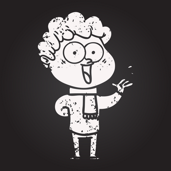 Karatahta tebeşir çizgi filmi bir insan tarafından çizilmiş mutlu adam