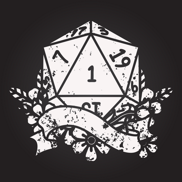 Kara tahta tebeşiri Siyah ve Beyaz Dövme çizim biçimi Doğal bir D20 zar bir insan tarafından çizildi