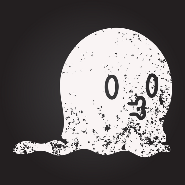 blackboard chalk doodle of a spooky ghost just floating along drawn by a human