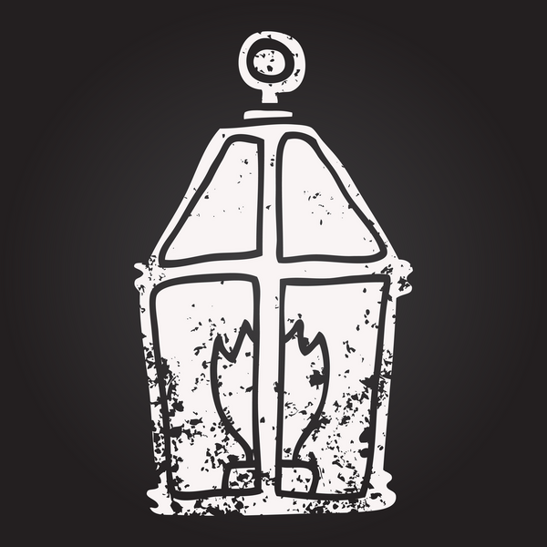 Karatahta tebeşirle insan tarafından çizilmiş fener çizimi.