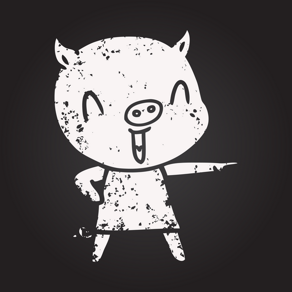 Karatahta tebeşir mutlu çizgi film domuz bir insan tarafından çizilmiş