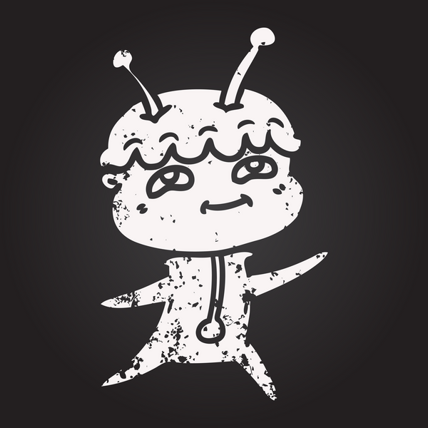 Karatahta dostu çizgi film uzay adamı bir insan tarafından çizilmiş.