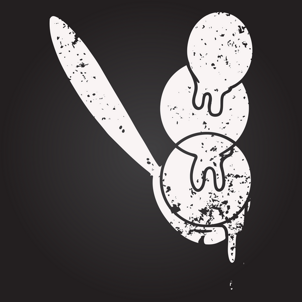 Bir insan tarafından çizilmiş karatahta karikatür dondurma kepçesi.