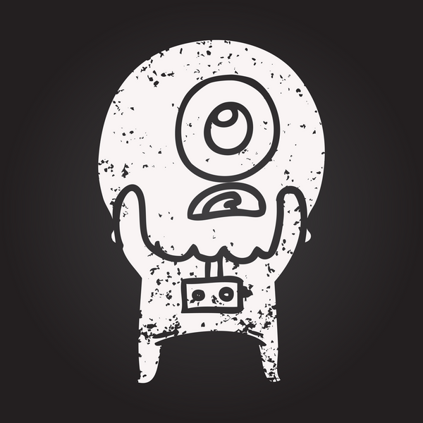 Kara tahta tebeşir tebeşiri Tepegöz uzaylı uzay adamı bir insan tarafından çizildi