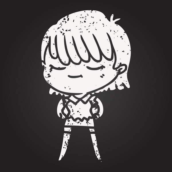 Bir insan tarafından çizilmiş kara tahta tebeşir karikatür kadın.