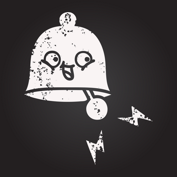 Tahta tebeşir, bir insan tarafından çizilmiş zil karikatürü.