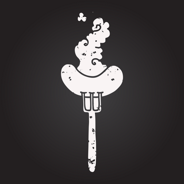 Bir insan tarafından çizilmiş karatahta sosis karikatürü.