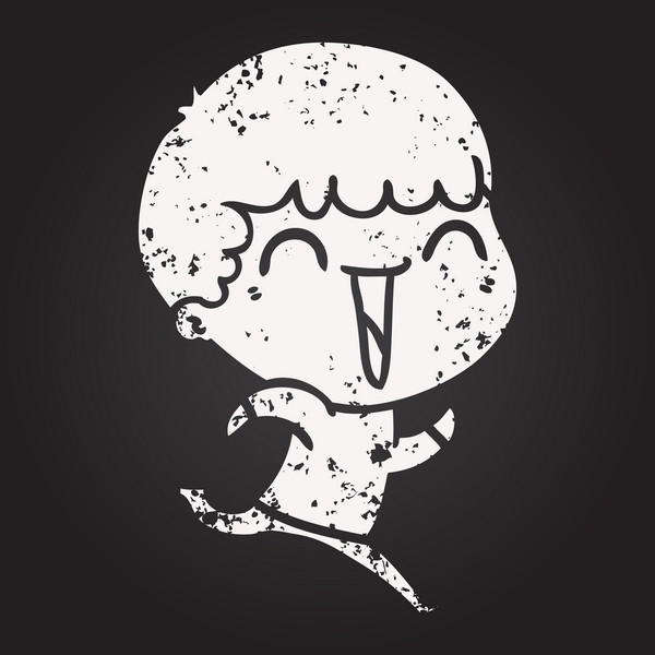 Karatahta tebeşir çizgi filmi bir insan tarafından çizilmiş mutlu adam