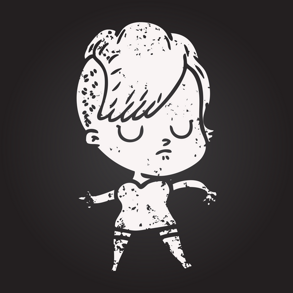 Bir insan tarafından çizilmiş kara tahta tebeşir karikatür kadın.