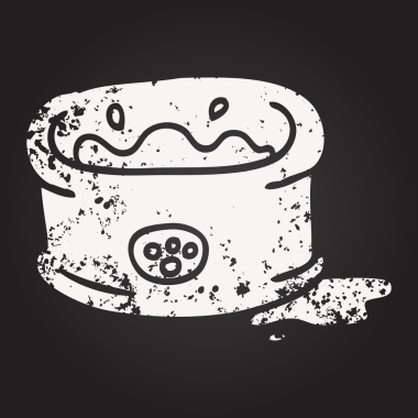 Karatahta tebeşiri bir insan tarafından çizilmiş evcil hayvan kasesi