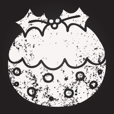 Karatahta tebeşiri bir insan tarafından çizilmiş tuhaf bir çizgi film noel pudingi.