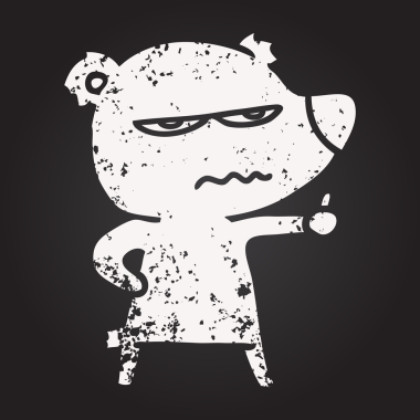 Karatahta tebeşir kızgın ayı kutup karikatürü bir insan tarafından çizilmiş.