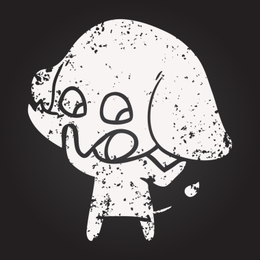 Bir insan tarafından çizilmiş kara tahta tebeşirle çizilmiş şirin bir fil.