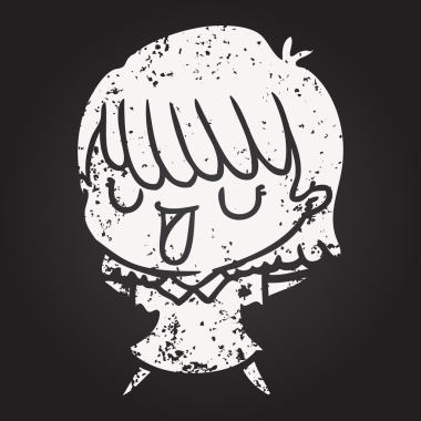 Bir insan tarafından çizilmiş kara tahta tebeşir karikatür kadın.