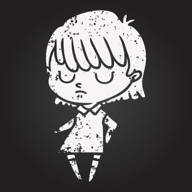 Bir insan tarafından çizilmiş kara tahta tebeşir karikatür kadın.