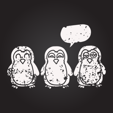 Kara tahta tebeşirle çizilmiş konuşma balonu karikatürü Noel ardılı bir insan tarafından çizilmiş.