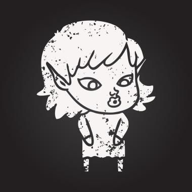 Kara tahta tebeşirle çizilmiş güzel elf kızı bir insan tarafından çizilmiş.