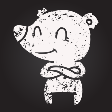 Bir insan tarafından çizilmiş kara tahta dostu ayı karikatürü.