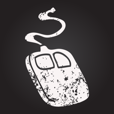 Tahta tebeşirle insan tarafından çizilmiş eski bir bilgisayar faresi çizimi