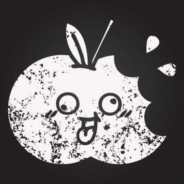 Bir insan tarafından çizilmiş kırmızı bir elmanın karikatürü.