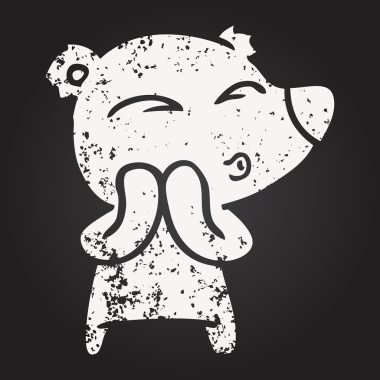 Bir insan tarafından çizilmiş kara tahta tebeşir, ıslık çalan ayı.