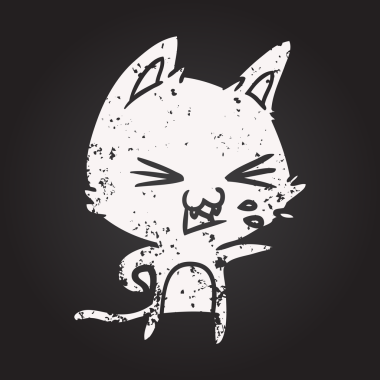 Tahta tebeşir çizgi film kedisi tıslayan bir insan tarafından çizilmiş.