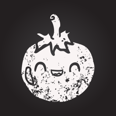 Bir insan tarafından çizilmiş kara tahta tebeşirle çizilmiş şirin bir domates.