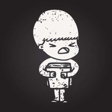 Tahta tebeşir karikatürü bir insan tarafından çizilen adamı strese sokuyor