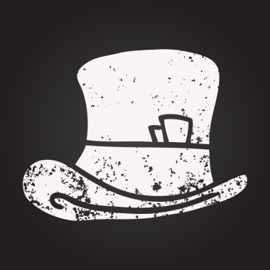 Bir insan tarafından çizilmiş karatahta silindir şapka.