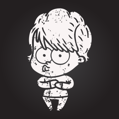 Bir insan tarafından çizilmiş kara tahta tebeşir karikatür kadın.