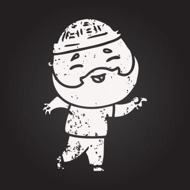 Kara tahta tebeşirle çizilmiş mutlu sakallı adam bir insan tarafından çizilmiş.