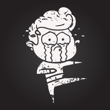 Bir insan tarafından çizilmiş karatahta karikatür ağlayan dansçı.