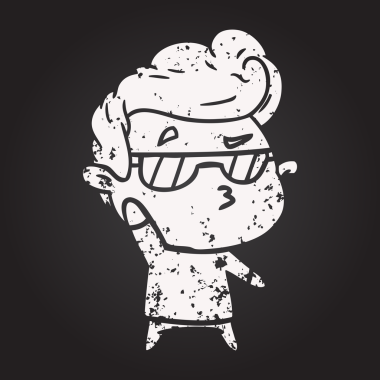 Karatahta tebeşir karikatürü bir insan tarafından çizilmiş havalı adam