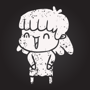 Bir insan tarafından çizilmiş kara tahta tebeşir karikatür kadın.