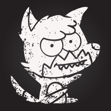 Karatahta tebeşirle çizilmiş bir insan tarafından çizilmiş sırıtan tilki.