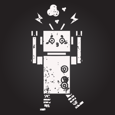 Bir insan tarafından çizilmiş bir robotun karikatürü.