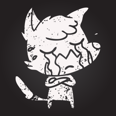 Bir insan tarafından çizilmiş karatahta ağlayan tilki çizgi filmi.