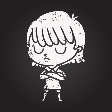 Bir insan tarafından çizilmiş kara tahta tebeşir karikatür kadın.