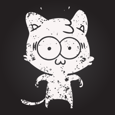 Karatahta karikatür bir insan tarafından çizilmiş sürpriz kedi