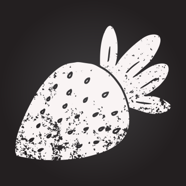 Bir insan tarafından çizilmiş karatahta karikatür çileği.