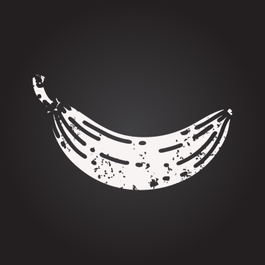 Bir insan tarafından çizilmiş geleneksel siyah iş dövmesi şeklindeki bir muzun karatahta çizimi