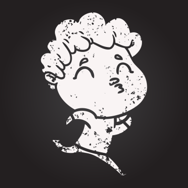 Kara tahta tebeşir karikatür adam somurtuyor bir insan tarafından