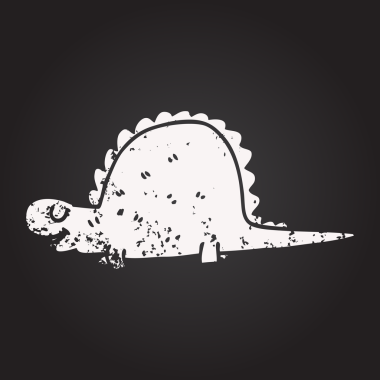 Bir insan tarafından çizilmiş tarih öncesi dinozor karikatürü.