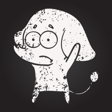 Tahta tebeşir karikatürü. Bir insan tarafından çizilmiş belirsiz fil.